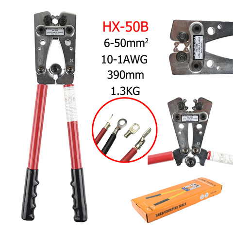 HX-50B Cable Crimper Cable Lug Crimping Tool Wire Crimper Hand Ratchet Terminal Crimp Pliers For 6-50mm2 1-10AWG Wire Cable ► Photo 1/6