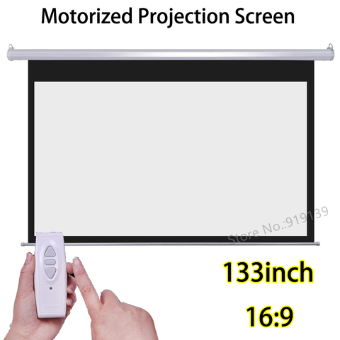 133 inch 16:9 Motorized Screens Best Price For HD Projector Electric 3D Projection Screen With Wireless Remote Control ► Photo 1/6