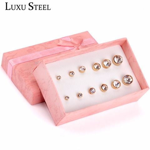 LUXUSTEEL Multiple Size Jewelry Anti Allergic Stainless Steel Earrings Set Unique Style Gold/Silver Color Stud Earrings Brincos ► Photo 1/5