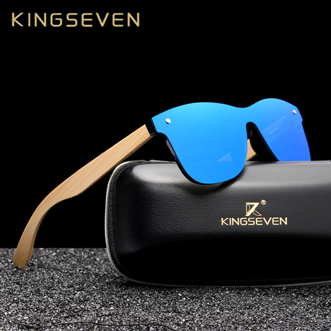 KINGSEVEN 2022 Luxury Design Vintage Bamboo Wooden Sunglasses Handmade Polarized Mirror Fashion Eyewear Glasses Wood Box ► Photo 1/6