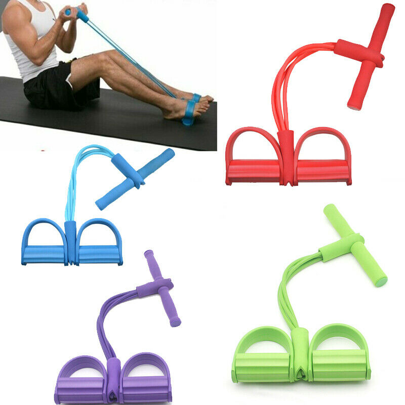 Sit-Up Pull Rope Fitness Gum Bands Latex Pedal Exerciser Yoga 4 Tube Resistance 