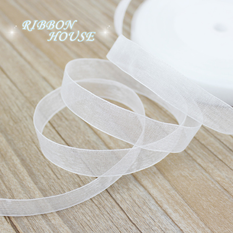 (50 yards/roll) 12/15/20/25/40/50mm Organza ribbons wholesale white gift wrapping decoration Christmas ribbons ► Photo 1/6