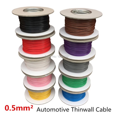 5 Meters/lot 0.5 MM2 Auto Cable 12/24V 16/0.2mm Stranded Copper Wire Cores Thinwall Car Boat Van Vehicle Wire Connection Wire ► Photo 1/1