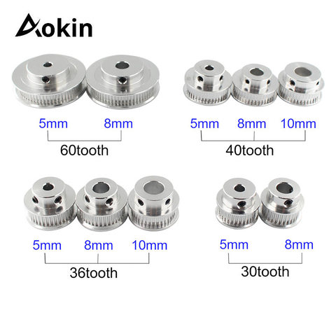 3D Printer Parts GT2 Timing Pulley 30 36 40 60 Tooth Wheel Bore 5mm 8mm Aluminum Gear Teeth Width 6mm 2GT Accessories For Reprap ► Photo 1/6