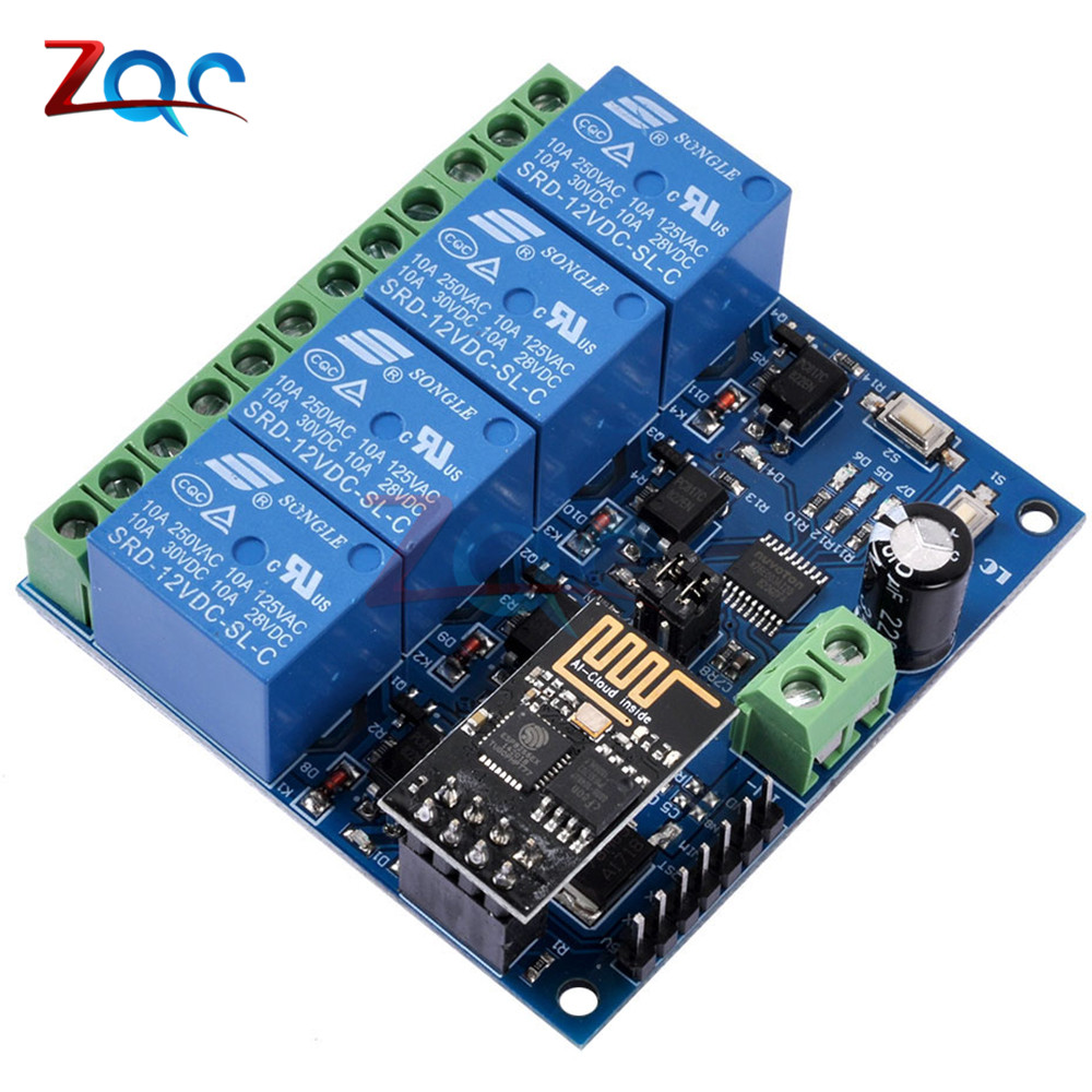 12V ESP8266 ESP-01 4 Channel WiFi Relay Module For IOT Phone APP Controller 