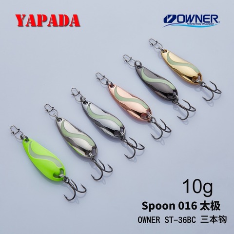 YAPADA Spoon 016 TaiChi Luminous 10g/15g strengthen Treble Hook 49-54mm Multicolor Metal Zinc alloy Spoon Fishing Lures Bass ► Photo 1/6