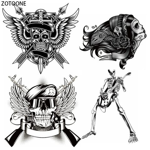 ZOTOONE Punk Skull Garment Patch for Clothes Iron-on Transfer DIY T-shirt Washable Appliques Wild Heat on Transfers for Clothing ► Photo 1/6
