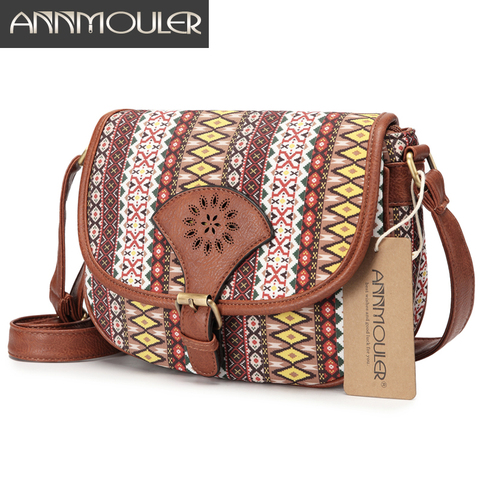 Annmouler Brand Design Women Shoulder Bag Vintage Hollow Out Crossbody Bag Pu Leather Small Bag Bohemian Style Messenger Bags ► Photo 1/6