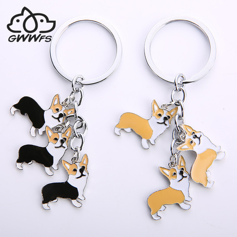 Lovely  Welsh Corgi Pembroke Key Chains For Car Bag Metal Pet Dog Pendant bag Charm Men Women Keychain Key Ring Holder gifts ► Photo 1/6