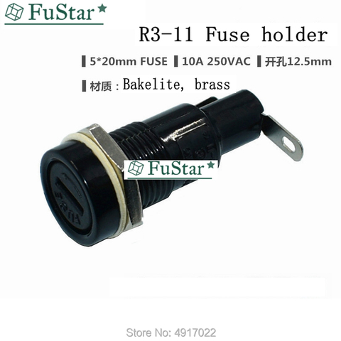 2/5PCS SCI R3-11 Panel Mount Chassis Fuse Holder For 5x20mm Glass Fuses 10A 250V Wholesale 5*20 Holder Fuses ► Photo 1/3