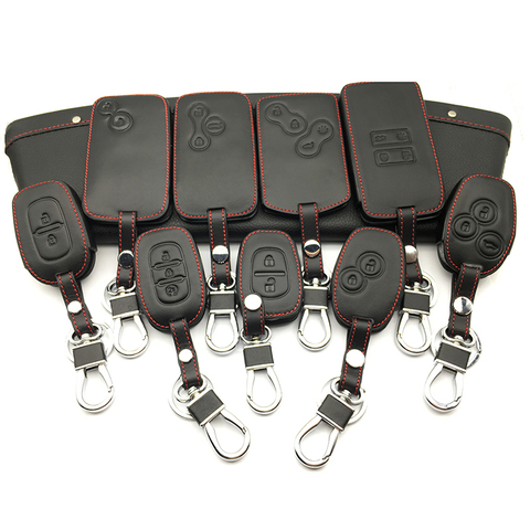 100% leather car key case key cover for Renault Clio Dacia Logan Sandero Megane Modus Espace Kangoo keychain Remote control case ► Photo 1/6
