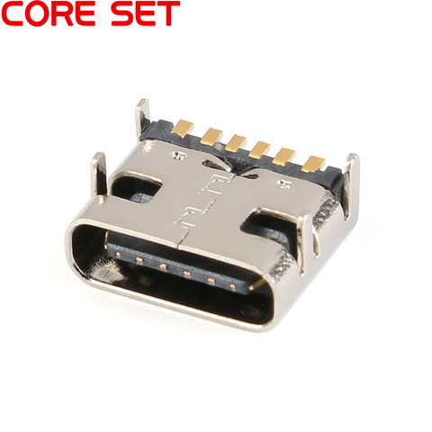 10pcs/lot 6 Pin SMT Socket Connector Micro USB Type C 3.1 Female Placement SMD DIP For PCB design DIY high current charging ► Photo 1/5