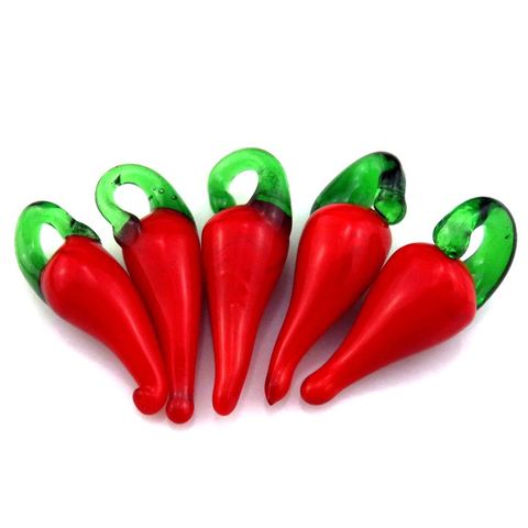 5pcs Hot Pepper Glass Charms DIY Jewelry Making Supplies Vegetables Plant Food Shape Pendant Charms 21879 ► Photo 1/4