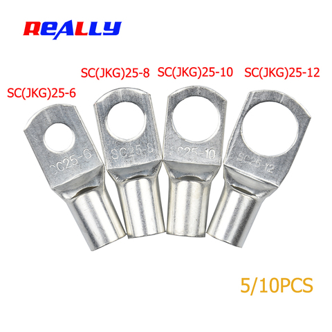 REALLY SC25-6 25-8 25-10 25-12 Copper Cable Lug Kit Bolt Hole Tinned Cable lugs Battery Terminals copper nose Wire connector ► Photo 1/4