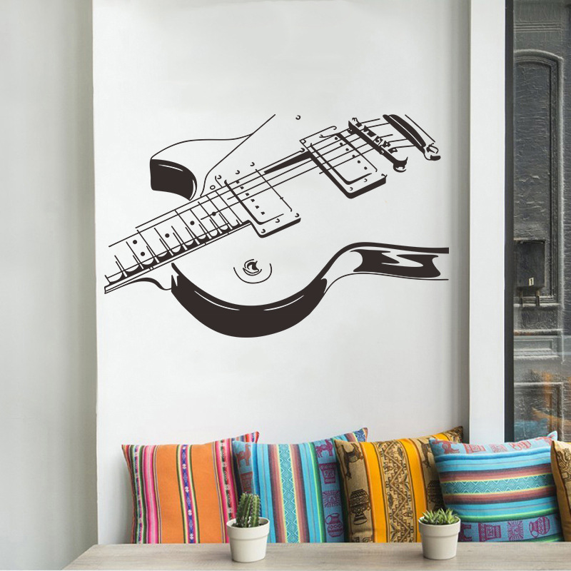 Creative Large Size Guitar Wall Sticker Room Bedroom Decoration Mural Art Decals Wallpaper Individuality Stickers Alitools - Guitar Wall Art Stickers