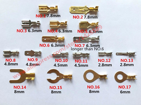 10 Pcs Copper 2.8mm 4.8mm 6.3mm Female Male Plug Terminal 8mm Auto Horn Connector Terminals Automotive Pins ► Photo 1/1