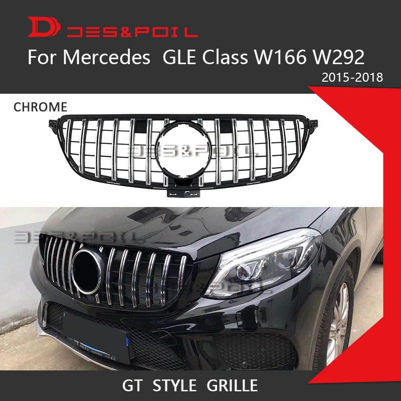 GT-R Style Chrome Front Grille Grill For Mercedes Benz W166 GLE350 GLE500 15-19 
