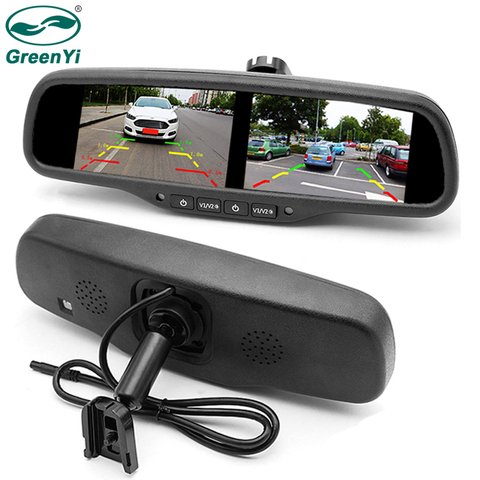 GreenYi 4.3 Inch Dual HD 800*480 Display Screen Car Rear View Parking Mirror Monitor with 4 Video Inputs Original Bracket ► Photo 1/6