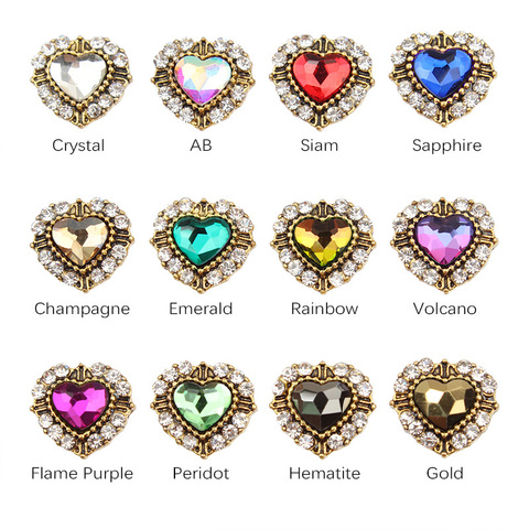 10Pcs Crystal Heart Shape Rhinestone 3d Nail Charms For Nail Art Decorations DIY Glitter Alloy Nails Tools Free Shipping ► Photo 1/6