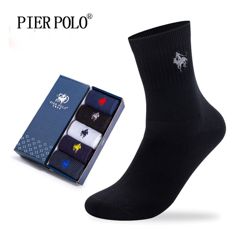 PIER POLO Socks Fashion Brand Business Men Socks Crew Cotton Socks Deodorant Embroidery Dress Socks For Men ► Photo 1/5
