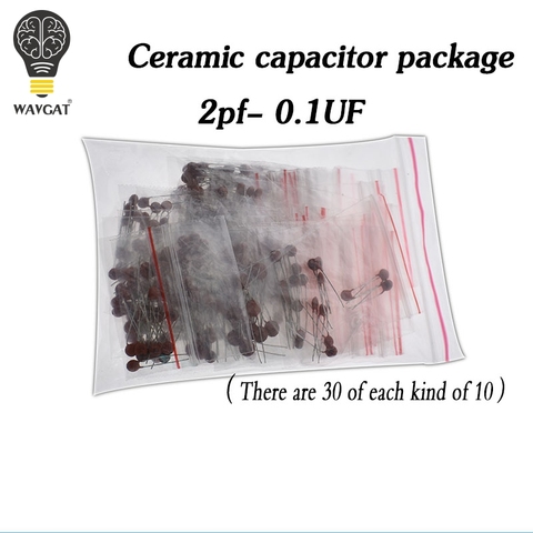 300pcs/lot Ceramic capacitor set pack 2PF-0.1UF 30 values*10pcs Electronic Components Package capacitor Assorted Kit samples Diy ► Photo 1/6