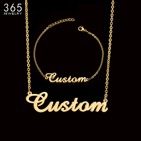 Fashion Stainless Steel Personalized Custom Name Necklace For Women Men Handmade Customized Cursive Font Chain Jewelry ► Photo 1/6