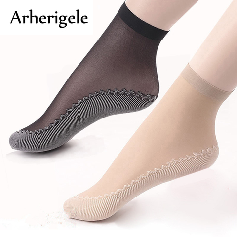 Arherigele 5pair Summer Woman Socks Elastic Short Wear-Resistant Bottom Breathable Female Ankle Sock Transparent Thin Lady Socks ► Photo 1/6