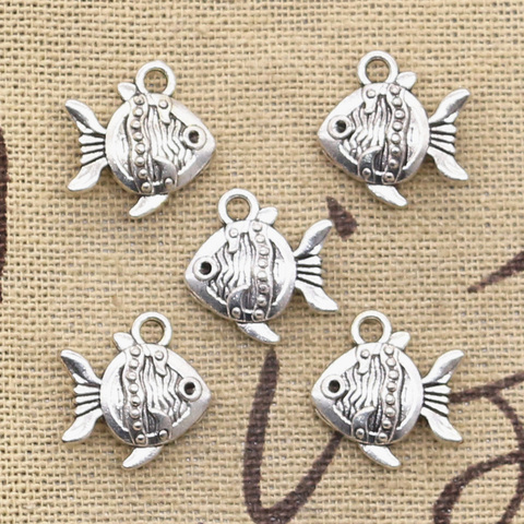 20pcs Charms Double Sided Fish Goldfish 14x15mm Antique Silver Color Pendants Making DIY Handmade Tibetan Silver Color Jewelry ► Photo 1/2