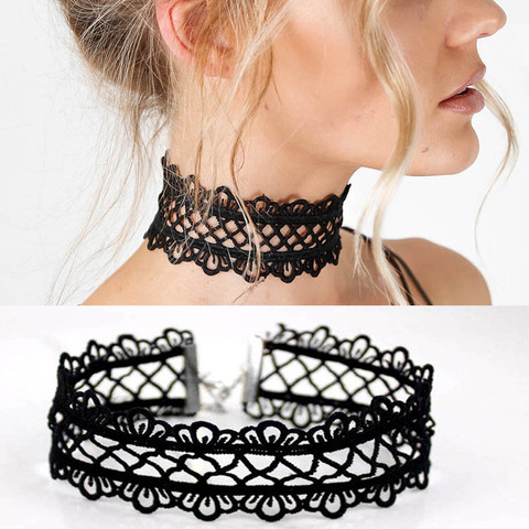 summer Newest  fashion jewelry accessories Sexy hollow out lace black  choker necklace for couple lovers'  N174 ► Photo 1/4