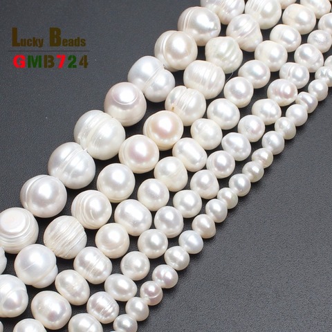 Hot Sale Natural Freshwater White Pearls Round Beads Loose Spacer Beads For DIY Jewelry Making Bracelet 15