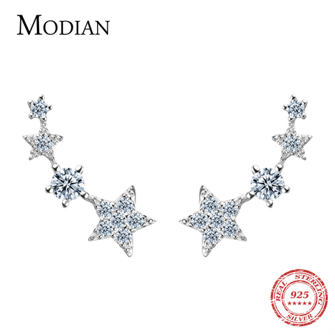 MODIAN Authentic 925 Sterling Silver CZ Exquisite Stackable Star Stud Earrings for Women Fashion Jewelry Valentine's Day Gift ► Photo 1/4