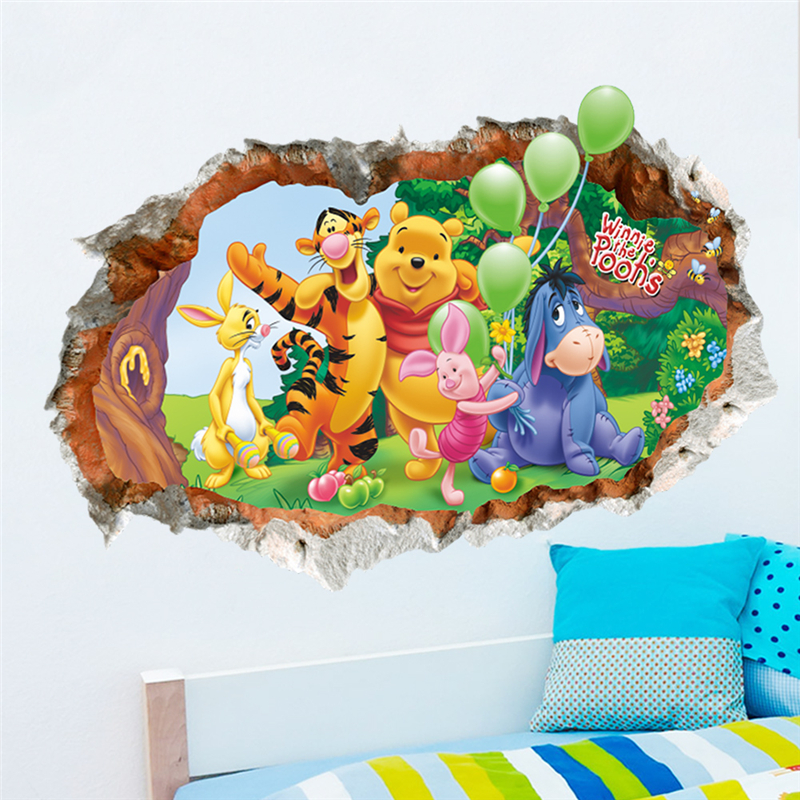 Whinnie The Pooh Wall Stickers Nursery cartoon art decal cute Toddler Bedroom 