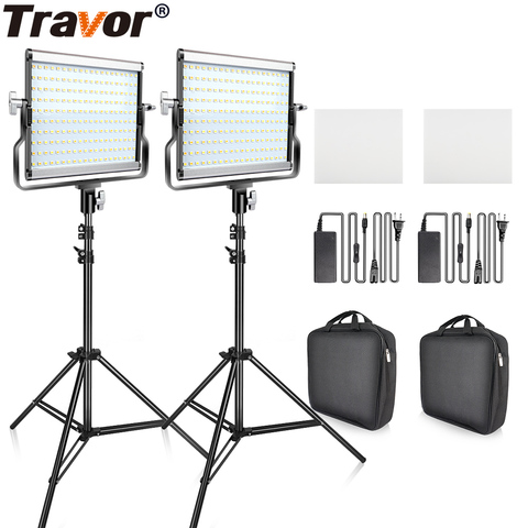 Travor Dimmable Bi-color 2set LED Video Light Kit with U Bracket 3200K-5600K CRI96 and Bag for Studio Photography Video Shooting ► Photo 1/6