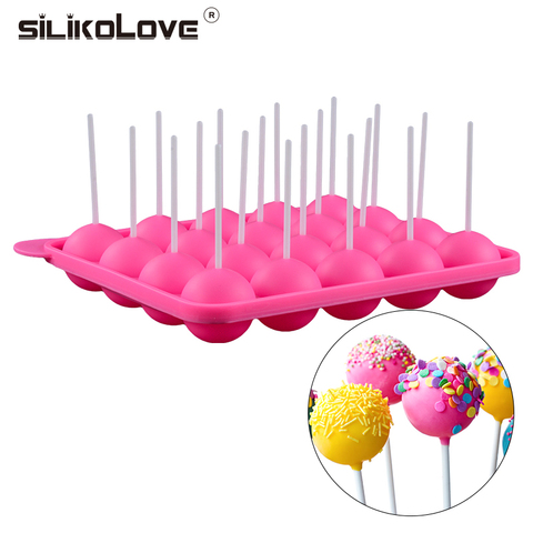 1PC Lollipop Mould 20 Holes Silicone Pop Mold DIY lollipop Chocolate Cookie Candy Maker Tray for Party for Children with Sticks ► Photo 1/6