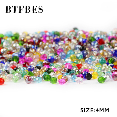BTFBES Austrian Crystals Loose Beads Faceted Flat Round Shape 4mm 100pcs glass Ball Bracelet Necklace Earring Jewelry Making DIY ► Photo 1/5