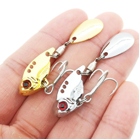 Lot Fishing Lures Metal Spinner Bait Bass Tackle Crankbait Spoon Trout Hook  5PCS
