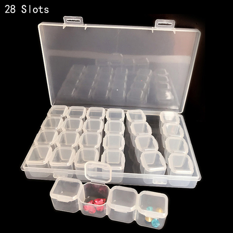 28Slots Removble Clear Plastic Empty Storage Box Nail Glitter Beads Rhinestone Tools Container Box Case Organizer Holder 3Styles ► Photo 1/6