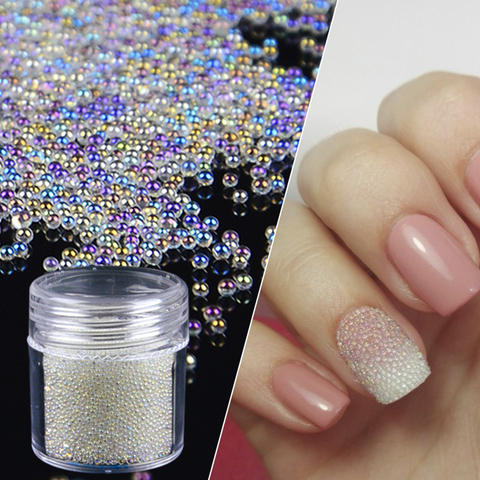 1 Box Micro Beads Caviar AB Crystal 3D Nail Art Gems Tiny Rhinestones  Decoration