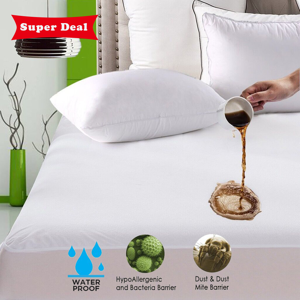Waterproof Mattress Pad Cover Bed Sheet Topper Bug Dust Bed Protector Washable 
