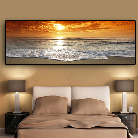 Sunsets Natural Sea Beach Landscape Posters and Prints Canvas Painting Panorama Scandinavian Wall Art Picture for Living  Room ► Photo 1/6