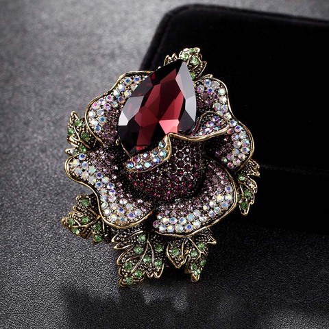 Perfect Violetta Purple Brooches Women Fine Wedding Accessories Antique Gold color vintage flower Pin Brooch bijuteriras broches ► Photo 1/5