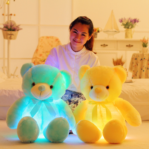 1pc 50cm Colorful Glowing Bear Toy Creative Light Up LED Teddy Bear Stuffed Animals Plush Toy Christmas Gift For Kids Pillow ► Photo 1/6