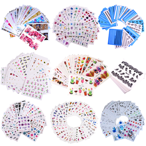 1 Set Mixed Nail Stickers Sets Water Transfer Decals Flower Lace Cartoon Designs Slider Manicure Foils Nail Art Decoration TR830 ► Photo 1/6