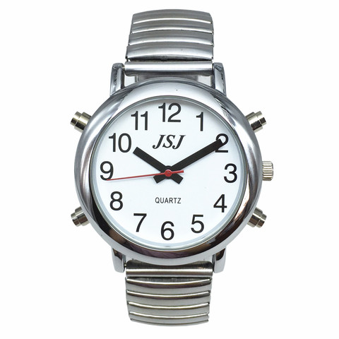 Spanish Talking Watch with Alarm, White Dial, Only One button, Expansion Band ► Photo 1/5