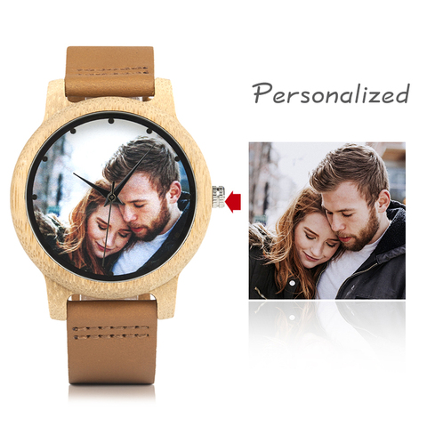 Creative Personality Lovers Watches UV Printing Photos Customers Bamboo Watch Customization Print OEM Great Gift for Love OEM ► Photo 1/6