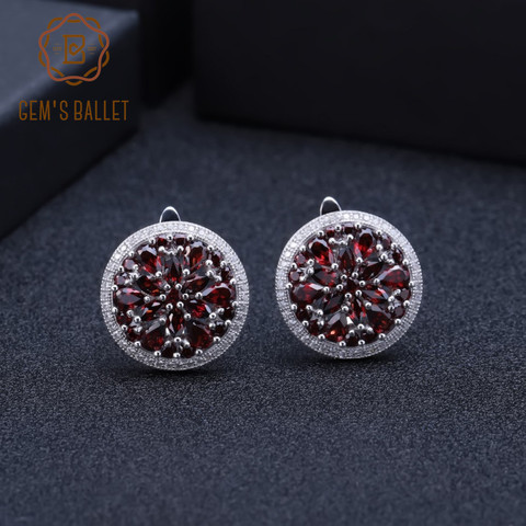 GEM'S BALLET 7.76Ct Natural Red Garnet Gemstone Earrings for Women Engagement 925 Sterling Silver Stud Earrings Fine Jewelry ► Photo 1/6