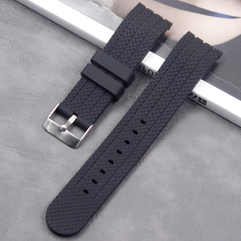 Watch accessories 22 mm silicone curved strap pin buckle men and women waterproof sports natural rubber strap accessories ► Photo 1/6