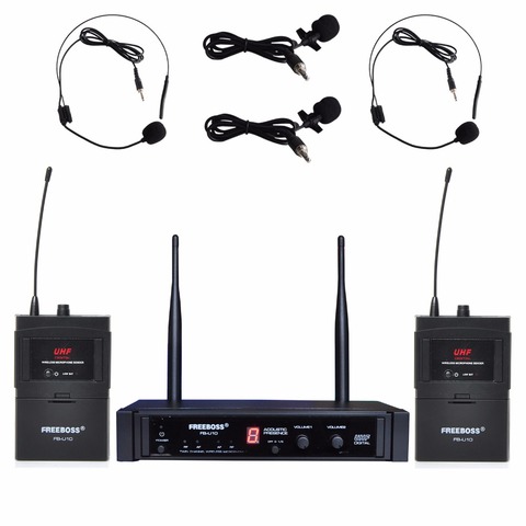 Freeboss FB-U10H2 Dual Way Digital UHF Wireless Microphone with 2 Lapel 2 Headset microphone (2 Bodypack Transmitter) ► Photo 1/6