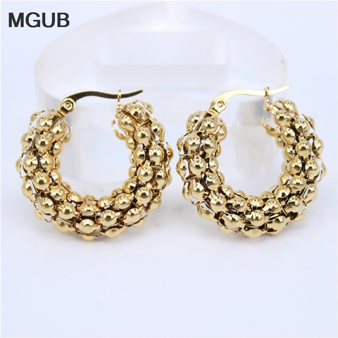 MGUB 30-50mm diameter 7mm thick gold color Popcorn Hollow Lightweight stainless steel earring popular smooth gift ► Photo 1/6
