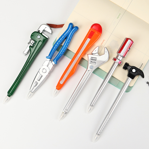 6PCS Simulation Hardware Tools Vise Hand Knife Hammer Creative Ballpoint Pens Quality Pen Office School Supplies ► Photo 1/6